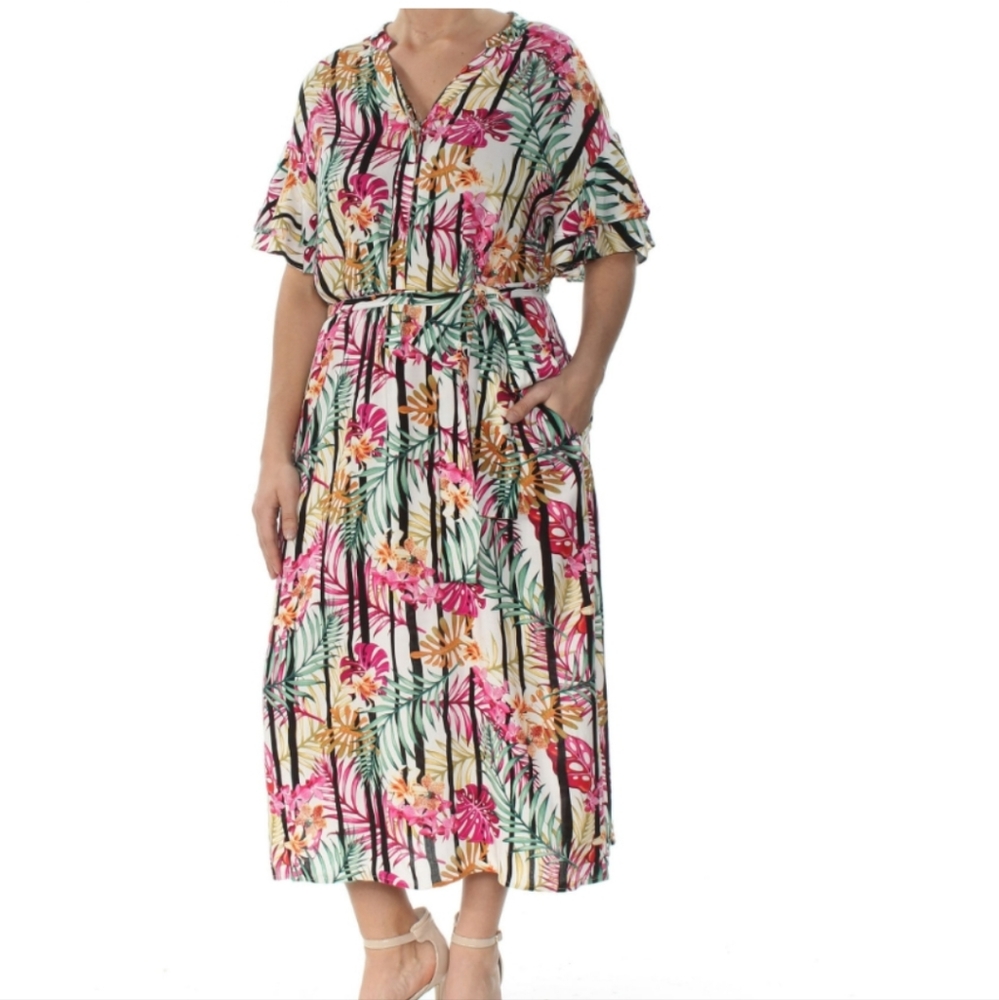 NINE WEST RUFFLE SLEEVE DRESS